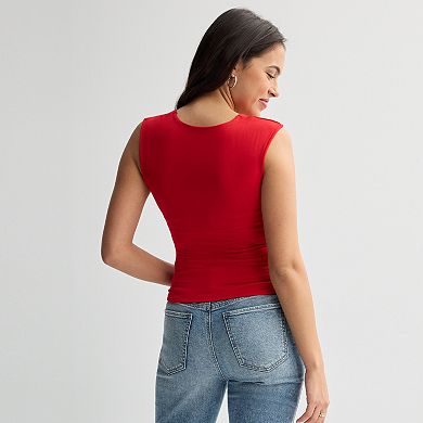 Juniors' Harper & Ivy Contour Sleeveless Sweetheart Top