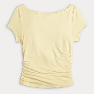 Juniors' Harper & Ivy Short Sleeve Contour Boatneck Top