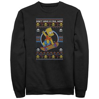 Big & Tall The Simpsons Bart Ugly Sweater Graphic Fleece