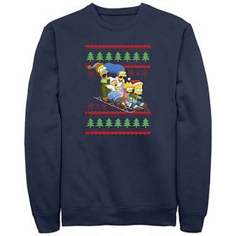 Big & Tall The Simpsons Family Sleigh Ride Sweater Graphic Fleece