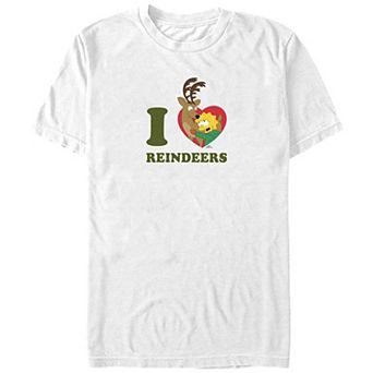 Big & Tall The Simpsons Lisa I Heart Reindeers Graphic Tee