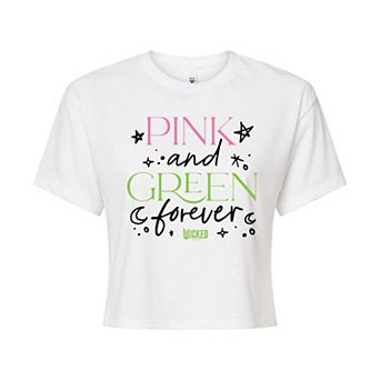 Juniors' Wicked Pink & Green Forever Cropped Tee
