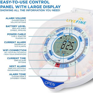 Live Fine Smart Automatic Pill Dispenser with Wifi, Travel Organizer Box