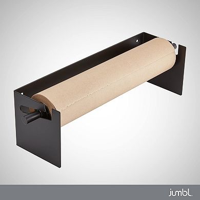 Jumbl 18" Kraft Paper Wall Dispenser, Wall Mounted Paper Roll Dispenser With Paper Cutter