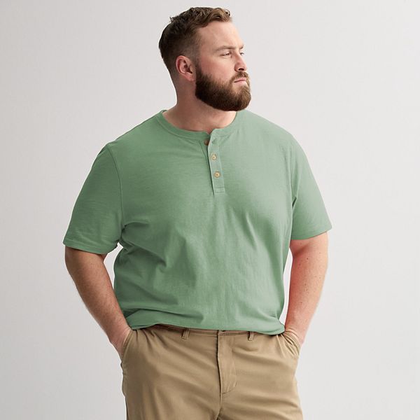 Big & Tall Sonoma Goods For Life® Short Sleeve Henley Shirt - Sage (L TALL)