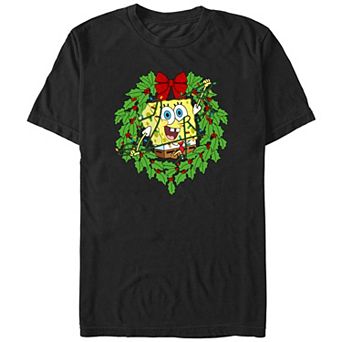 Men's SpongeBob SquarePants Christmas Wreath Graphic Tee