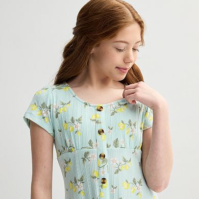 Girls 6-20 SO Short Sleeve Button-Front Rib Dress in Regular & Plus Size