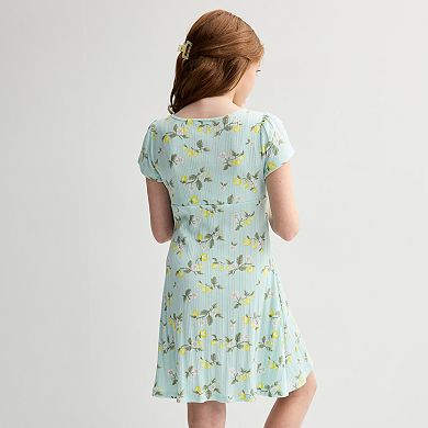 Girls 6-20 SO Short Sleeve Button-Front Rib Dress in Regular & Plus Size