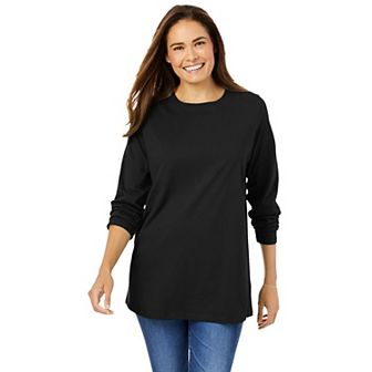 Woman Within Plus Size Perfect Long-Sleeve Crewneck Tee