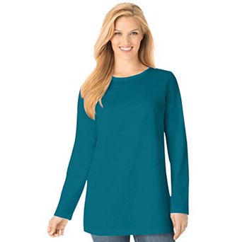 Woman Within Plus Size Perfect Long-Sleeve Crewneck Tee