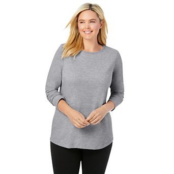 Woman Within Plus Size Perfect Long-Sleeve Crewneck Tee