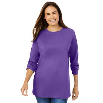 Woman Within Plus Size Perfect Long-Sleeve Crewneck Tee