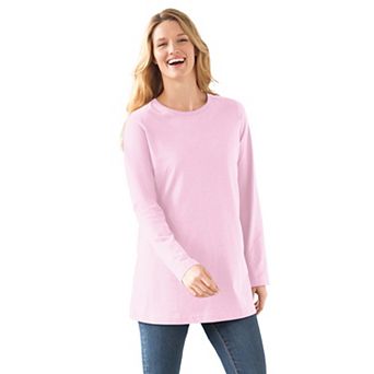Woman Within Plus Size Perfect Long-Sleeve Crewneck Tee
