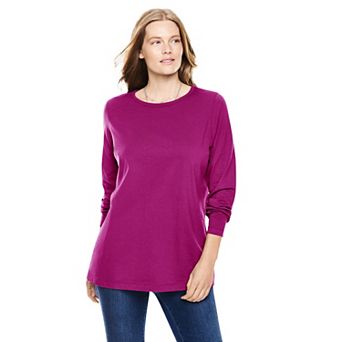 Woman Within Plus Size Perfect Long-Sleeve Crewneck Tee