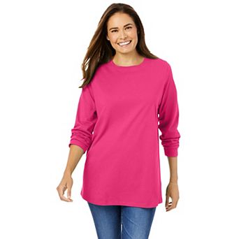 Woman Within Plus Size Perfect Long-Sleeve Crewneck Tee