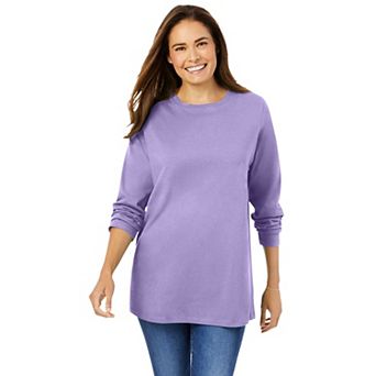 Woman Within Plus Size Perfect Long-Sleeve Crewneck Tee