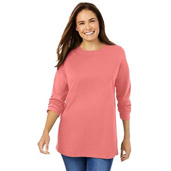 Woman Within Plus Size Perfect Long-Sleeve Crewneck Tee