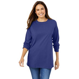 Woman Within Plus Size Perfect Long-Sleeve Crewneck Tee