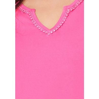 Catherines Women's Plus Size Petite Suprema Embroidered Notch-neck Tee