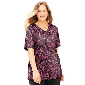 Catherines Women's Plus Size Petite Suprema Short Sleeve V-Neck Tee