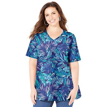 Catherines Women's Plus Size Petite Suprema Short Sleeve V-neck Tee