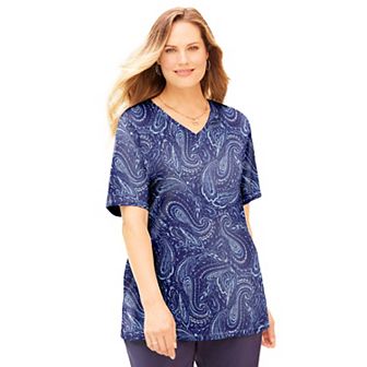 Catherines Women's Plus Size Petite Suprema Short Sleeve V-Neck Tee