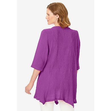Woman Within Plus Size Handkerchief Hem Henley Tunic