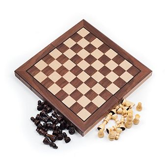 Walnut Folding Book-style Wood Chess Set With Carved Staunton Pieces
