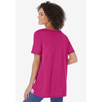 Woman Within Women's Plus Size Layered-Look Print Tunic