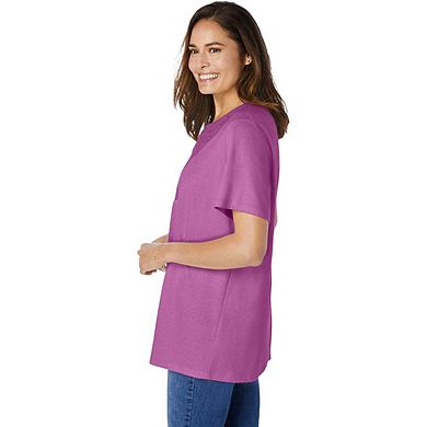 Woman Within Plus Size Eyelet Henley Tee