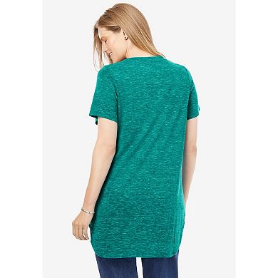 Woman Within Plus Size Marled V-Neck Tunic