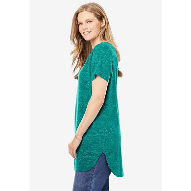 Woman Within Plus Size Marled V-Neck Tunic