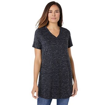 Woman Within Plus Size Marled V-Neck Tunic