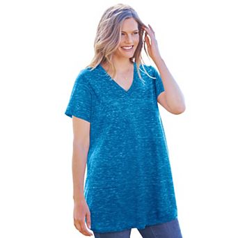 Woman Within Plus Size Marled V-Neck Tunic