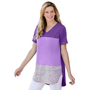 Woman Within Plus Size Marled V-Neck Tunic