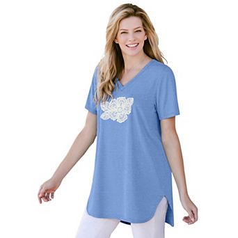 Woman Within Plus Size Marled V-Neck Tunic