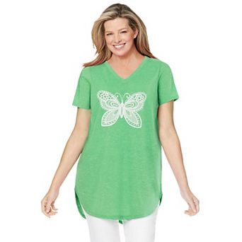 Woman Within Plus Size Marled V-Neck Tunic