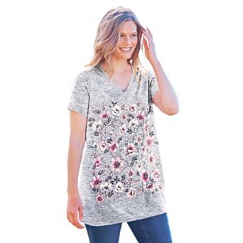 Woman Within Plus Size Marled V-Neck Tunic