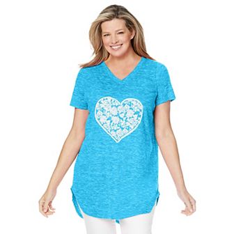 Woman Within Plus Size Marled V-Neck Tunic