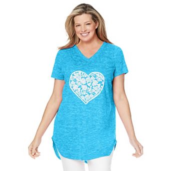 Woman Within Plus Size Marled V-Neck Tunic