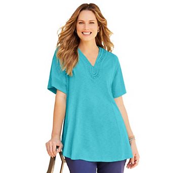 Catherines Women's Plus Size Petite Crochet Swing Tunic