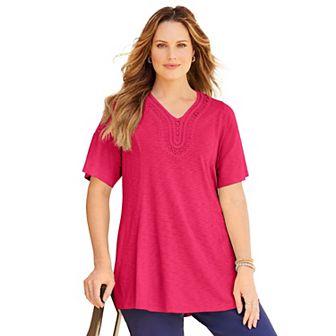 Catherines Women's Plus Size Petite Crochet Swing Tunic