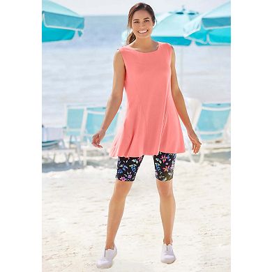 Woman Within Plus Size Sleeveless Fit-And-Flare Tunic Top