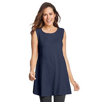 Woman Within Plus Size Sleeveless Fit-And-Flare Tunic Top