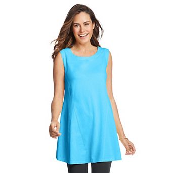 Woman Within Plus Size Sleeveless Fit-And-Flare Tunic Top