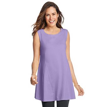 Woman Within Plus Size Sleeveless Fit-And-Flare Tunic Top