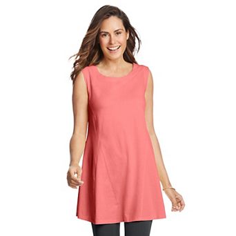 Woman Within Plus Size Sleeveless Fit-And-Flare Tunic Top