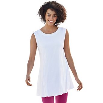 Woman Within Plus Size Sleeveless Fit-And-Flare Tunic Top