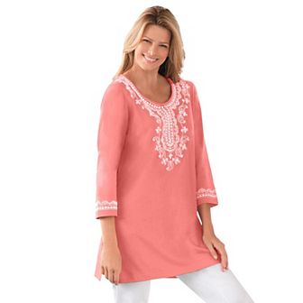 Woman Within Plus Size Embroidered Knit Tunic