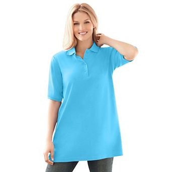 Woman Within Plus Size Elbow-Sleeve Polo Tunic